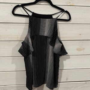 Ann Taylor Black and White Striped Blouse